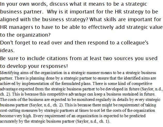 WEEK 1 QUESTION 1 What does Strategic HR mean